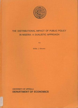 The distributional impact of public policy in Nigeria : a dualistic approach