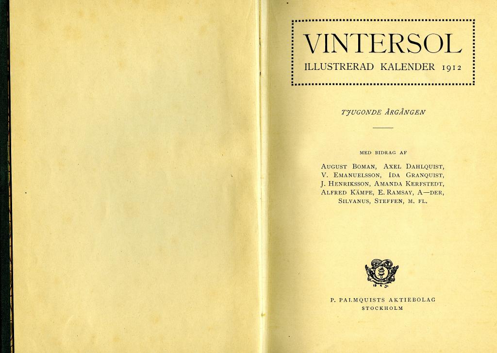 Vintersol. Illustrerad kalender. 1912.