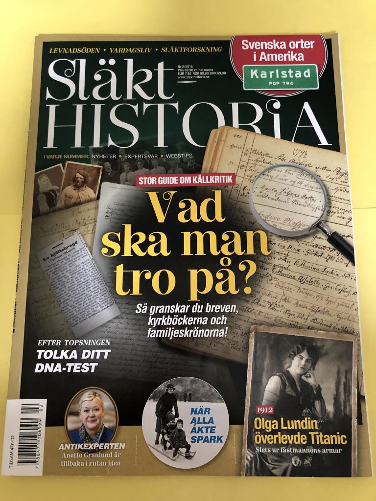 Släkthistoria nr 2 // 2017 (står 2016 men är fel)
