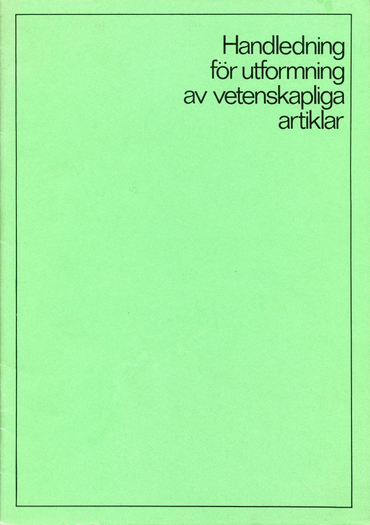 Handledning för utformning av vetenskapliga artiklar