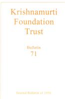 Krishnamurti Foundation Trust: 9 st bulletiner