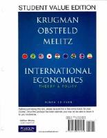 INTERNATIONAL ECONOMICS – Theory & Policy – Student Value Edition