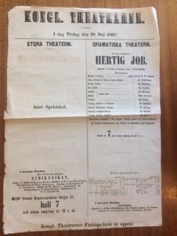Affisch för de "Kongl. Theatrarne" Tisdag den 28 maj 1867.