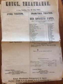 Affisch för de "Kongl. Theatrarne" Lördag den 18 maj 1867.