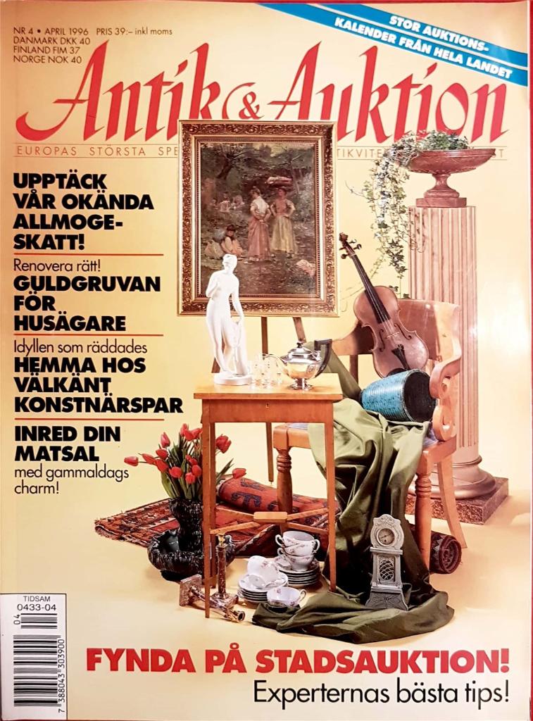 ANTIK & AUKTION, nr 4-1996. (Gefle Porslinsfabrik, cyklar m.m.)